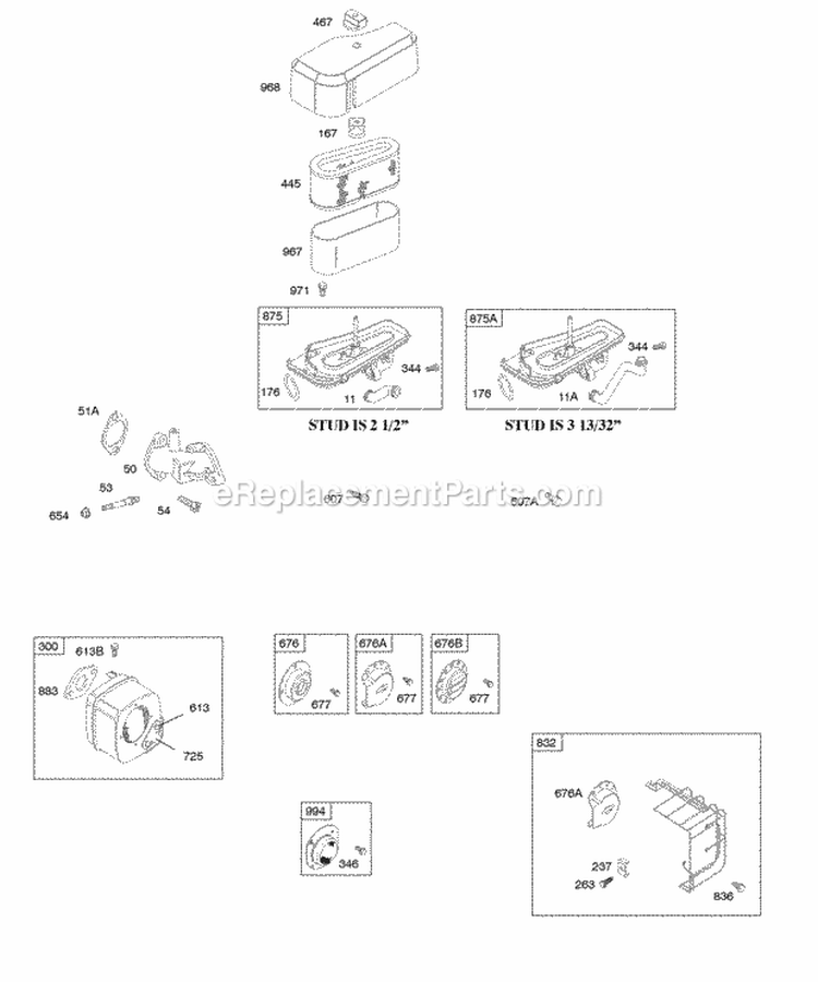 Air Cleaner Muffler Intake Elbow Diagram and Parts List for 28D707-0123-01  Briggs and Stratton Engine